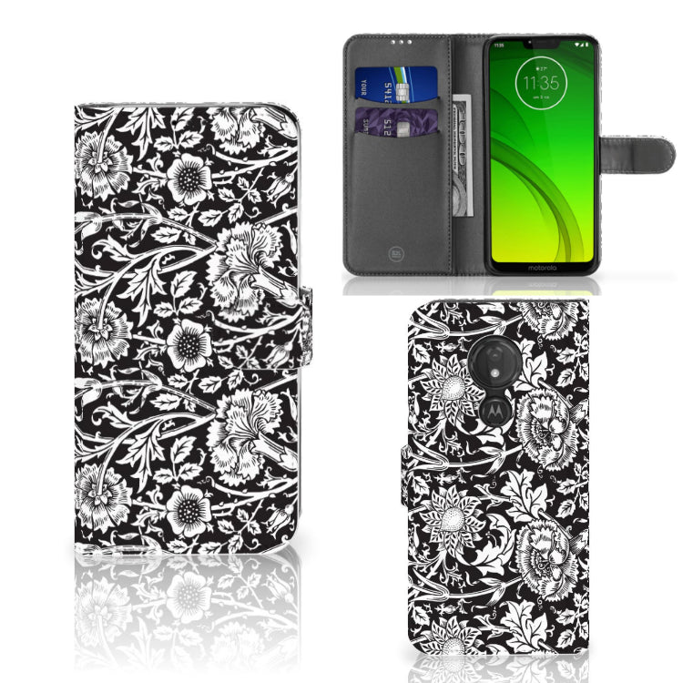 Motorola Moto G7 Power Hoesje Black Flowers