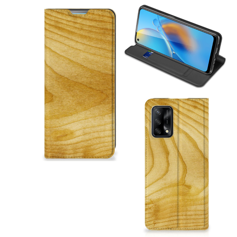 OPPO A74 4G Book Wallet Case Licht Hout - B2C Telecom