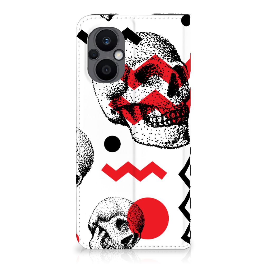 Mobiel BookCase OPPO Reno8 Lite Skull Red - B2C Telecom