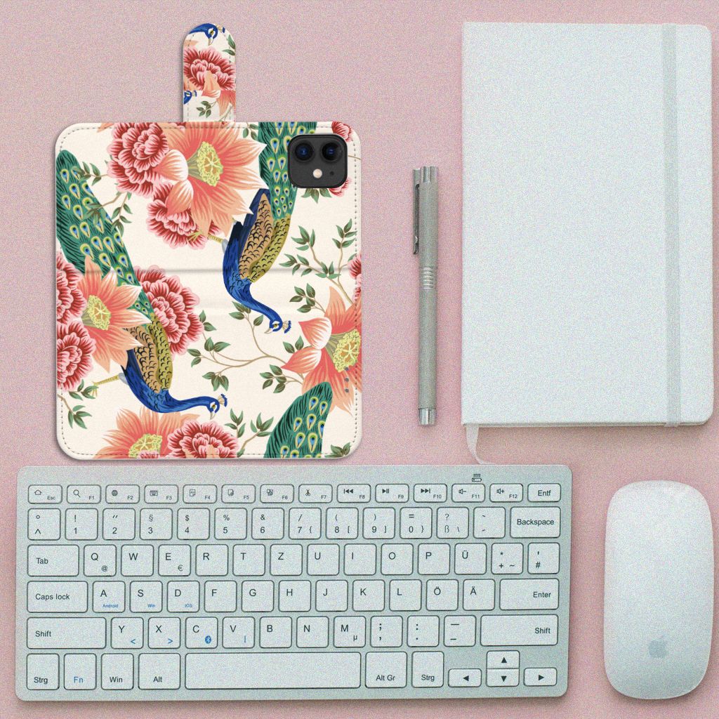 Telefoonhoesje met Pasjes voor Apple iPhone 11 Pink Peacock