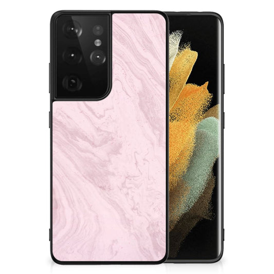 Samsung Galaxy S21 Ultra Marmeren Print Telefoonhoesje Marble Pink - Origineel Cadeau Vriendin B2C Telecom