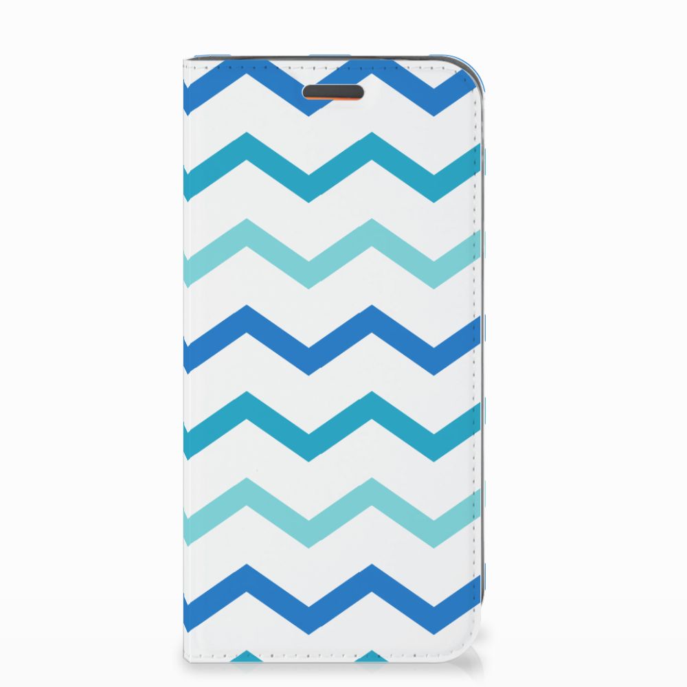 Motorola Moto E5 Play Hoesje met Magneet Zigzag Blauw