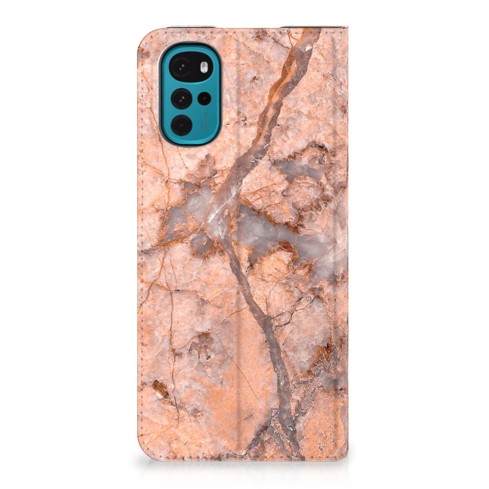 Motorola Moto G22 Standcase Marmer Oranje - B2C Telecom