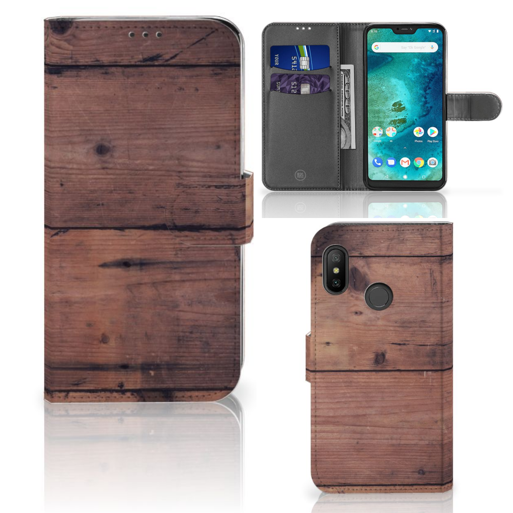 Xiaomi Mi A2 Lite Book Style Case Old Wood