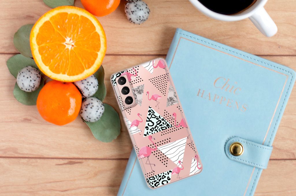 Samsung Galaxy S21 TPU Hoesje Flamingo Triangle B2C Telecom
