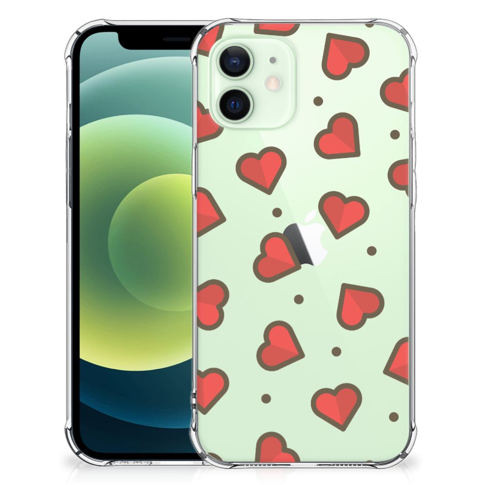 iPhone 12 Mini Doorzichtige Silicone Hoesje Hearts B2C Telecom