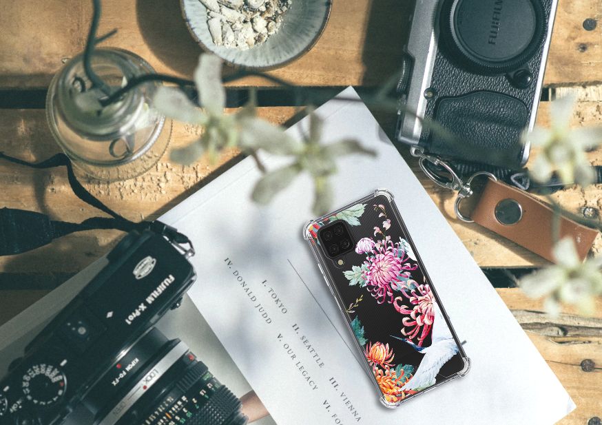 Samsung Galaxy A12 Case Anti-shock Bird Flowers