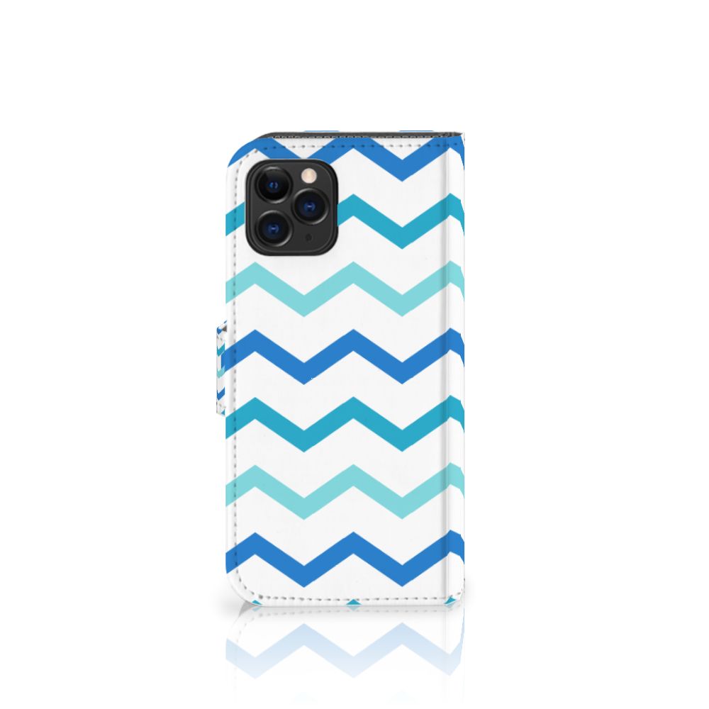 Apple iPhone 11 Pro Telefoon Hoesje Zigzag Blauw