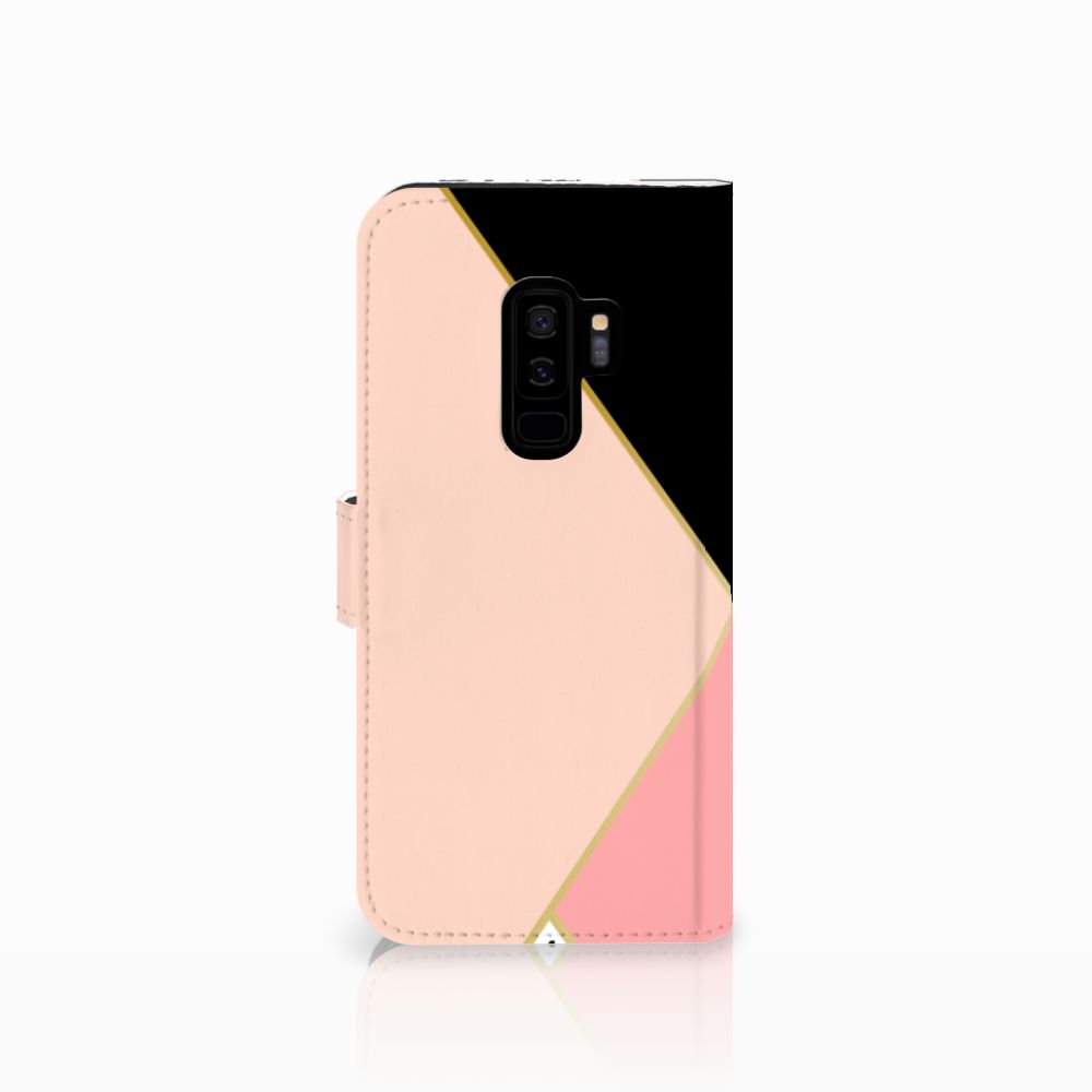 Samsung Galaxy S9 Plus Book Case Zwart Roze Vormen
