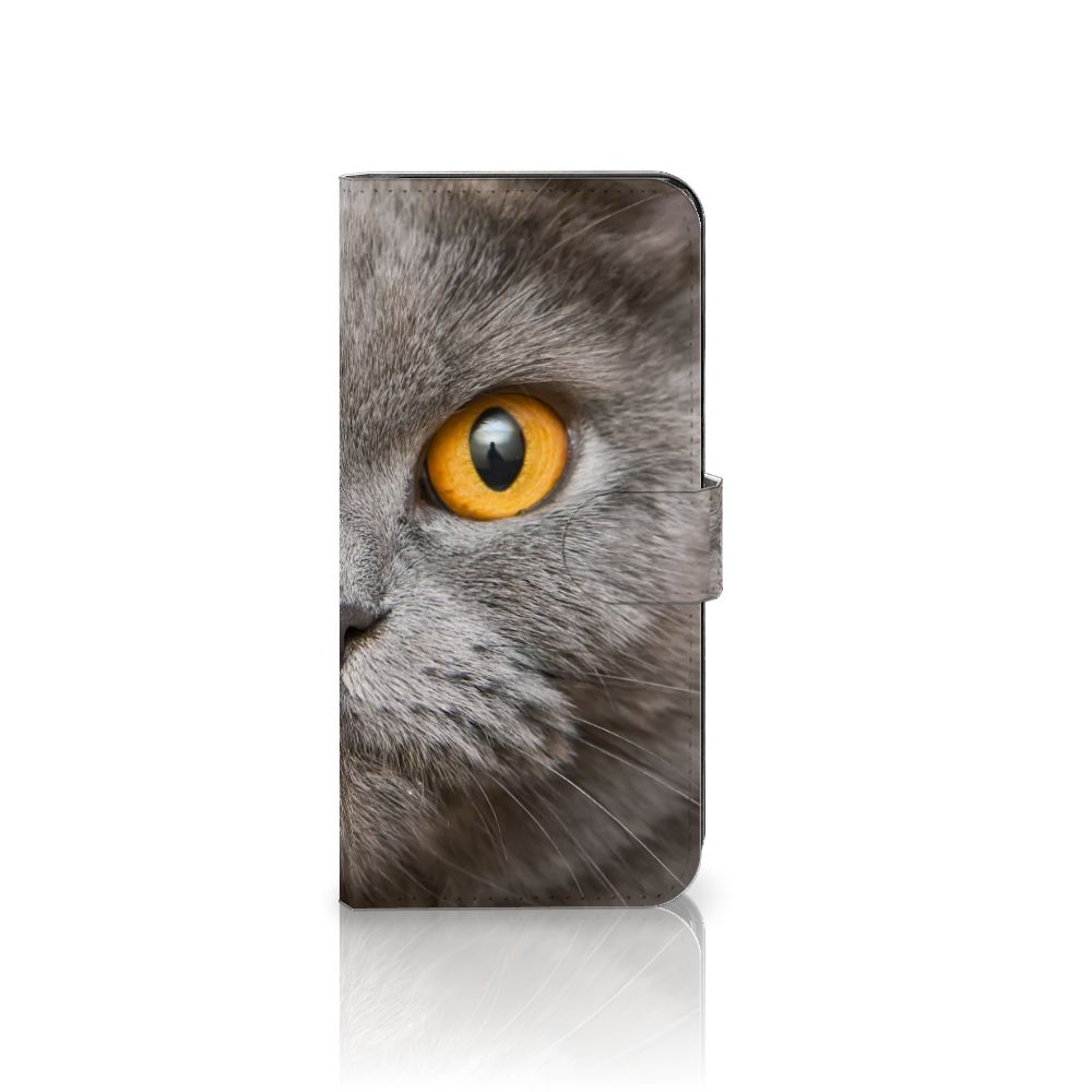 Telefoonhoesje met Pasjes Motorola Moto G73 Britse Korthaar met kattenoog ontwerp