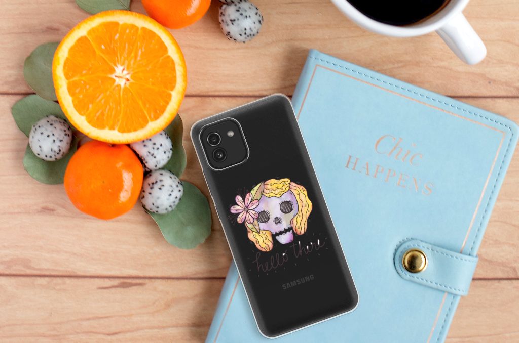 Silicone Back Case Samsung Galaxy A03 Boho Skull B2C Telecom