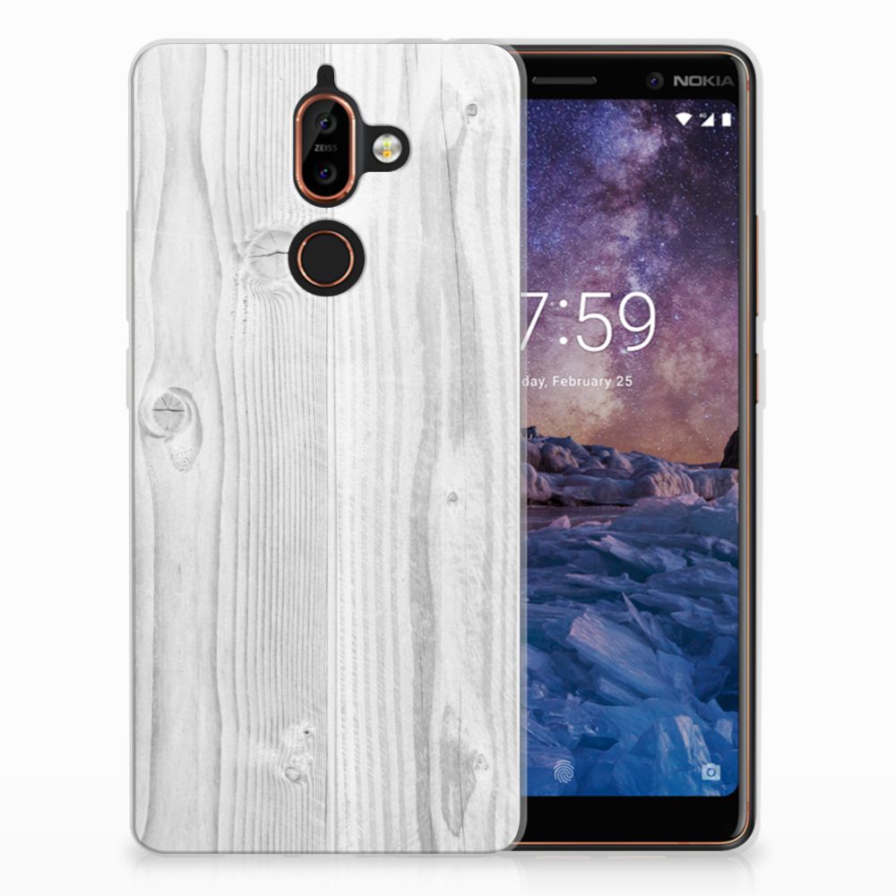 Nokia 7 Plus Bumper Hoesje White Wood