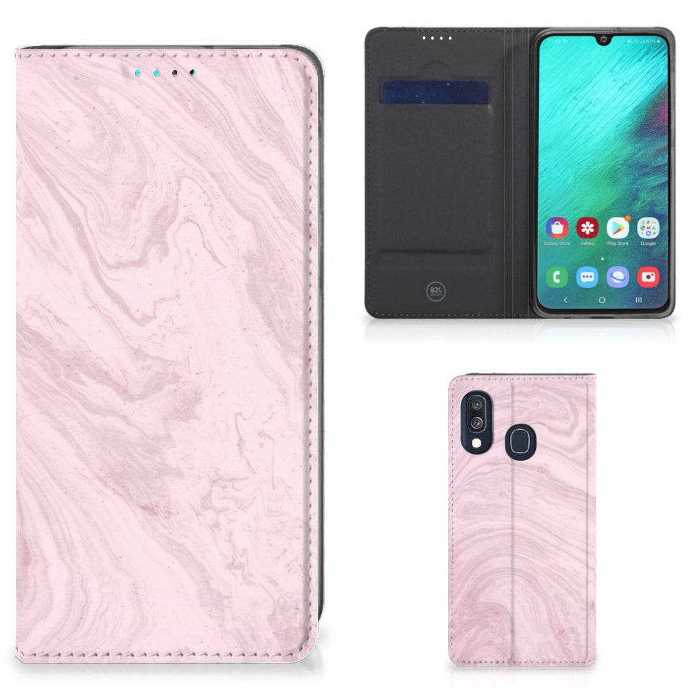 Samsung Galaxy A40 Standcase Marble Pink - Origineel Cadeau Vriendin