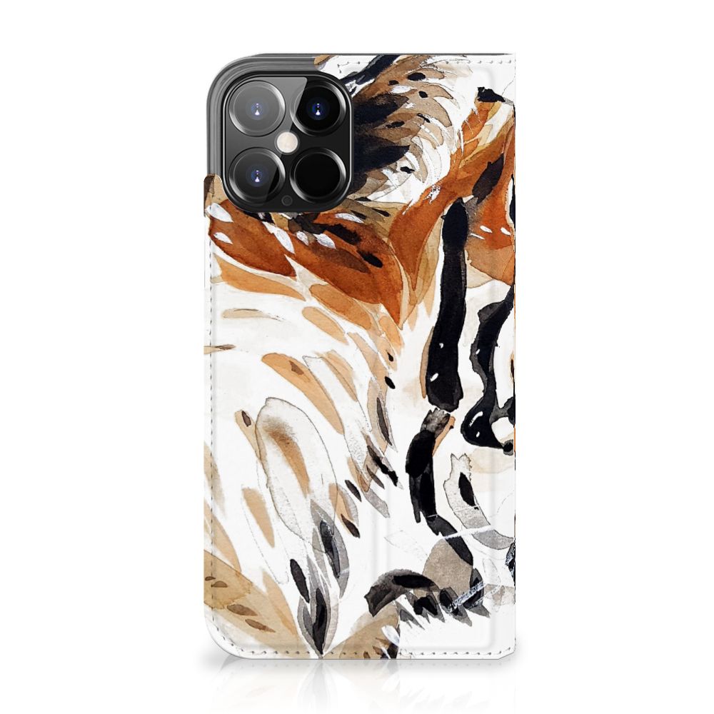 Bookcase iPhone 12 Pro Max Watercolor Tiger - B2C Telecom
