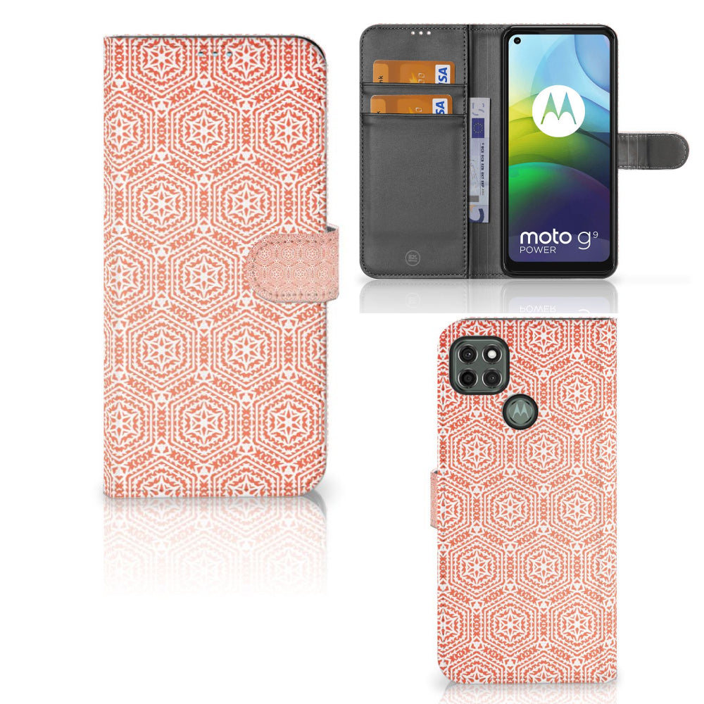 Motorola Moto G9 Power Telefoon Hoesje Pattern Orange