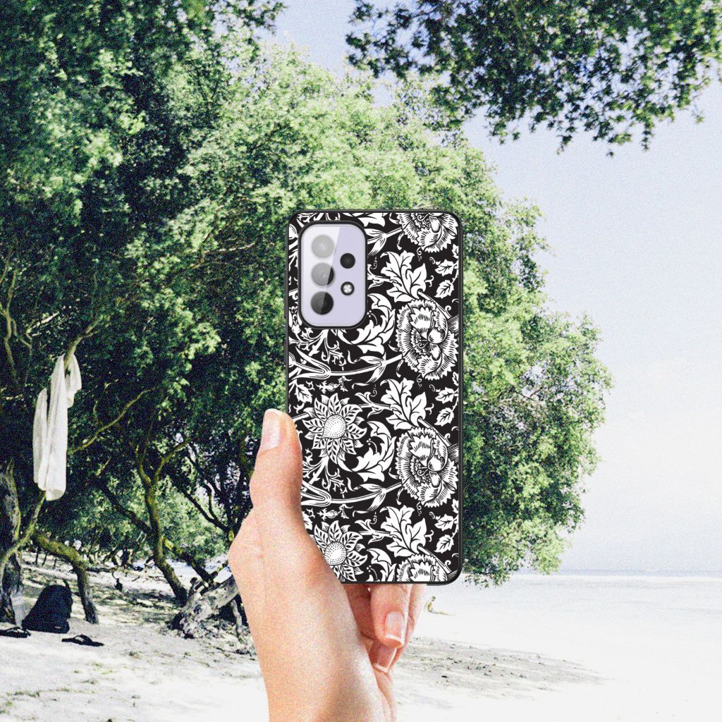 Samsung Galaxy A33 5G Bloemen Hoesje Black Flowers B2C Telecom