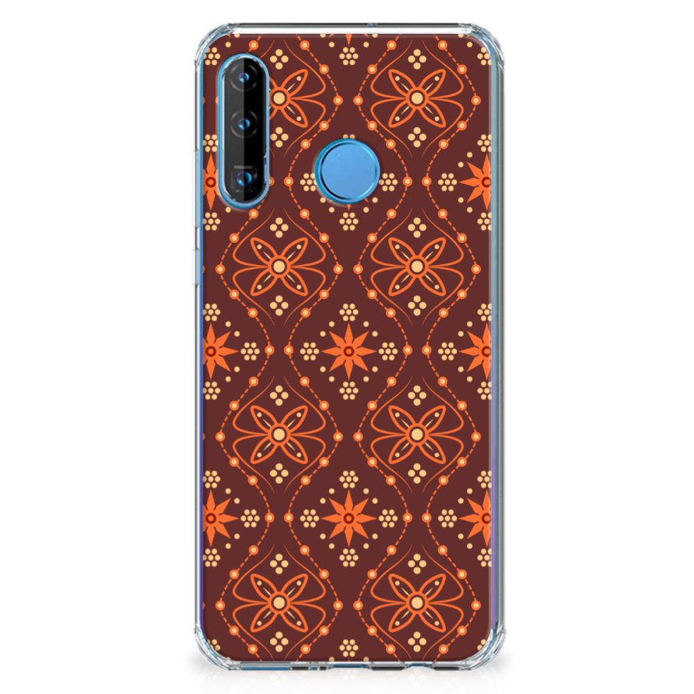 Huawei P30 Lite Doorzichtige Silicone Hoesje Batik Brown