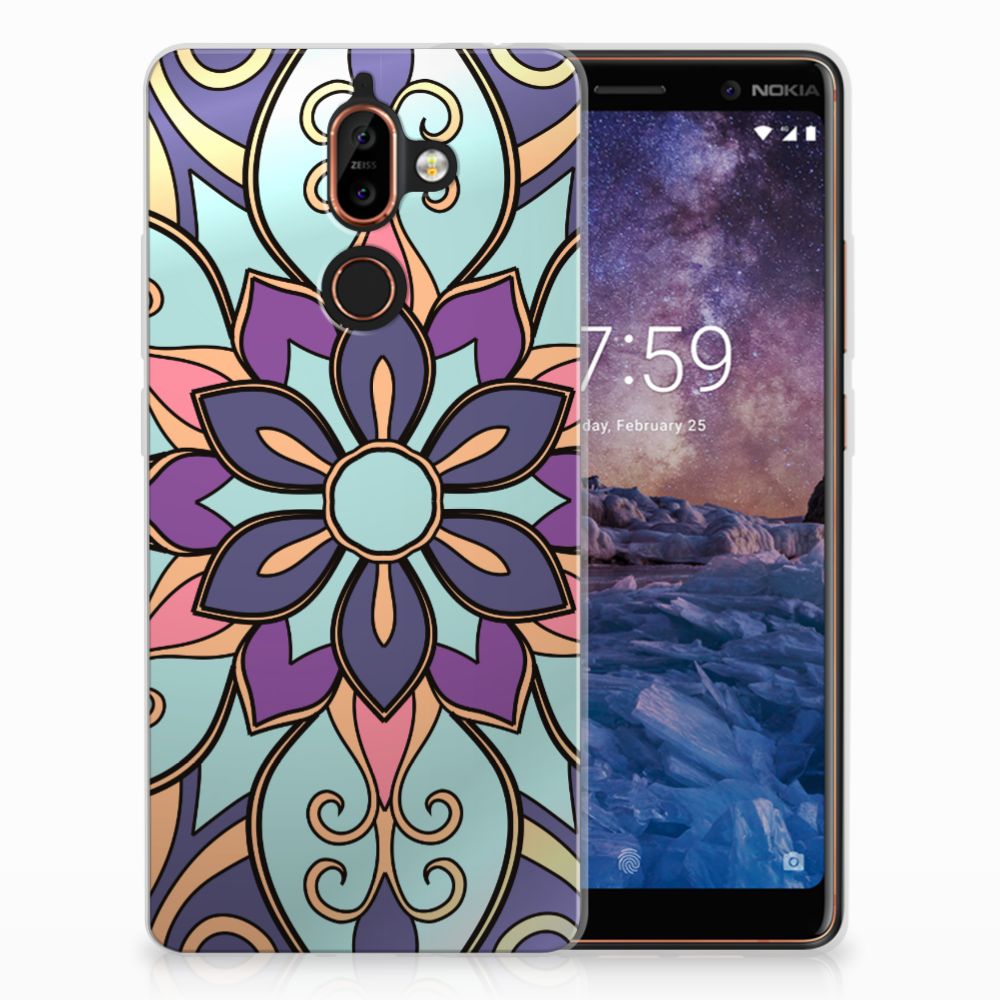 Nokia 7 Plus TPU Case Purple Flower