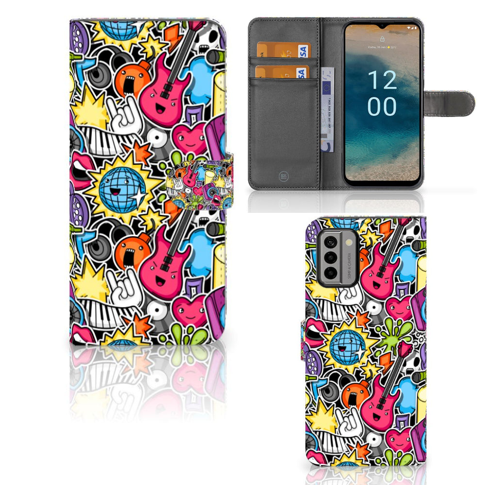 Nokia G22 Wallet Case met Pasjes Punk Rock