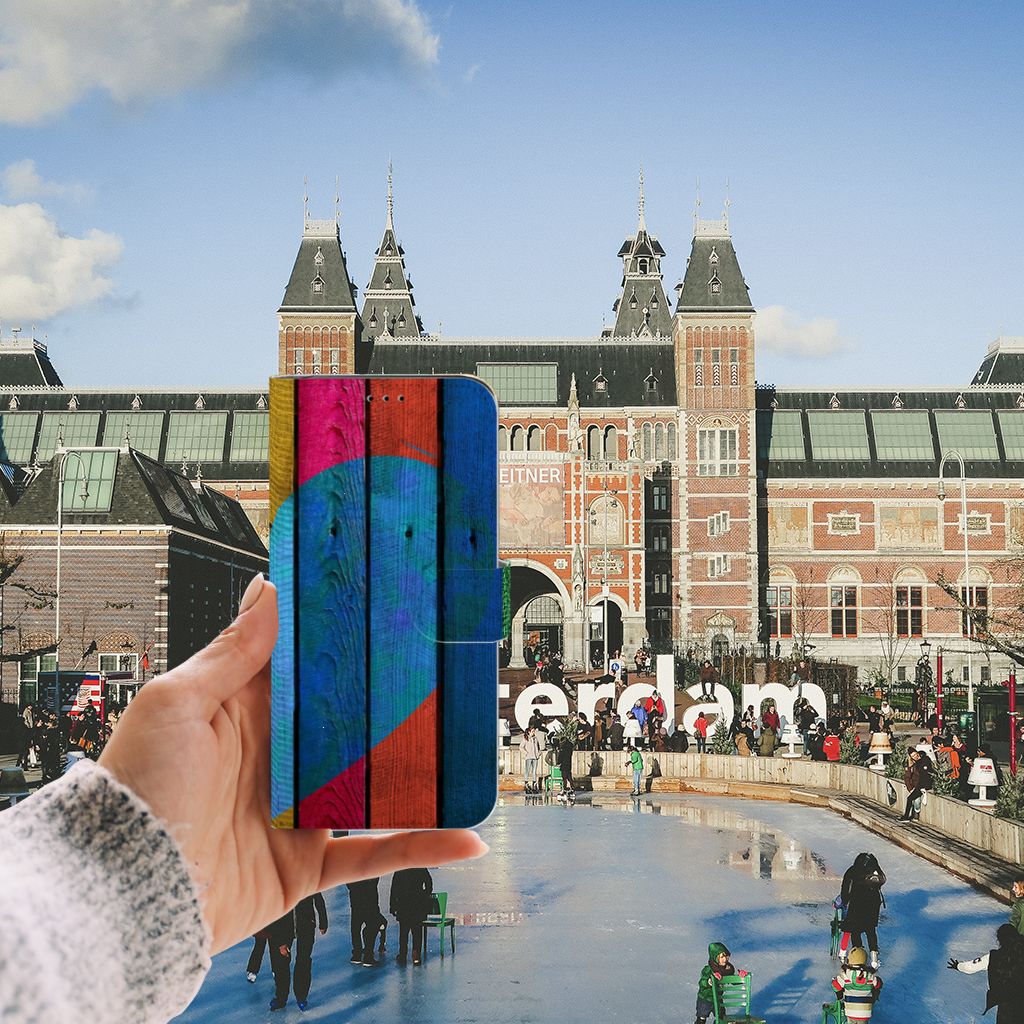 Apple iPhone 11 Pro Max Book Style Case Wood Heart - Cadeau voor je Vriend