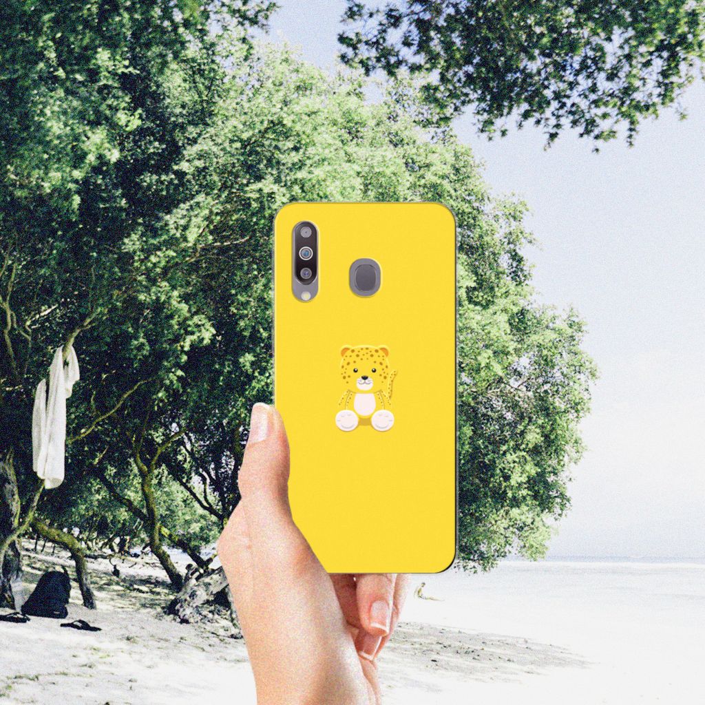 Samsung Galaxy M30 Telefoonhoesje met Naam Baby Leopard
