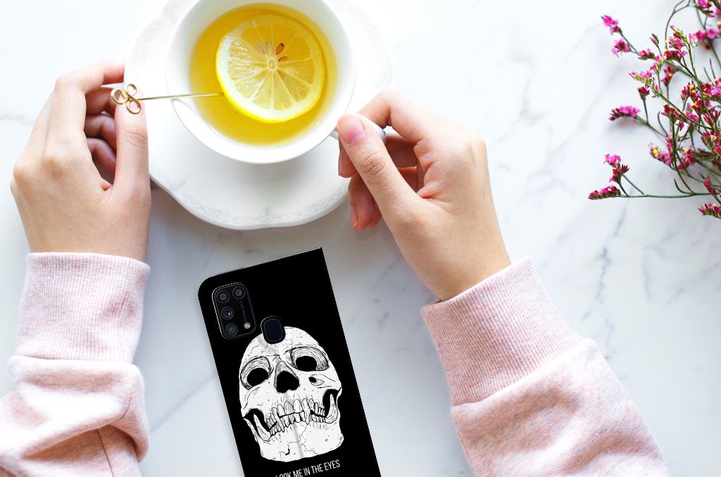 Mobiel BookCase Samsung Galaxy M31 Skull Eyes - B2C Telecom