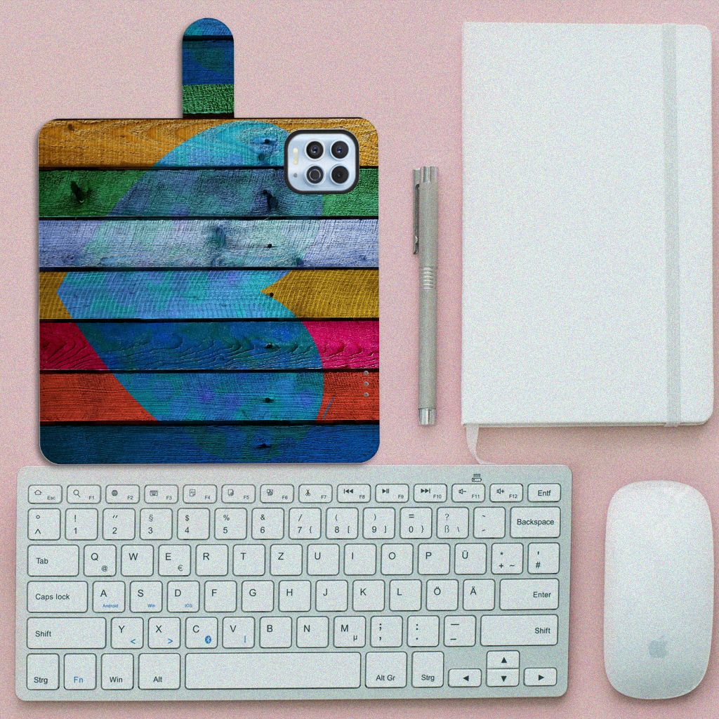 Motorola Moto G100 Book Style Case Wood Heart - Cadeau voor je Vriend