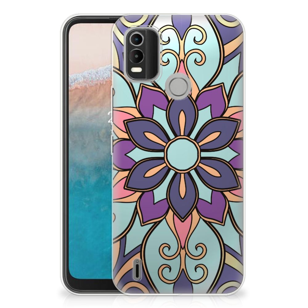 Nokia C21 Plus TPU Case Purple Flower