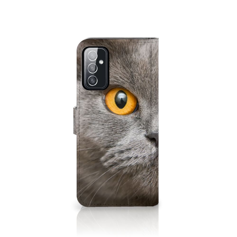 Telefoonhoesje met Pasjes Samsung Galaxy M52 Britse Korthaar met indrukwekkende kattenoog