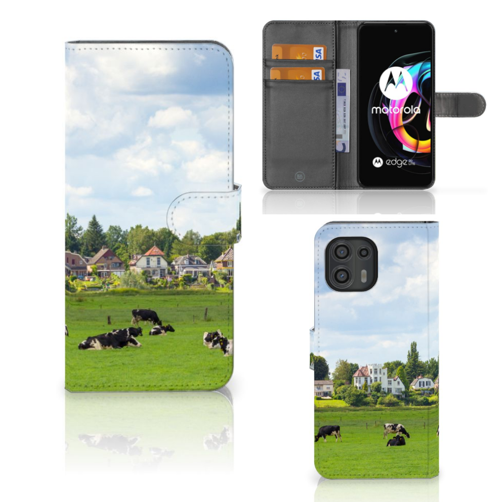 Motorola Edge 20 Lite Telefoonhoesje met Pasjes Koeien