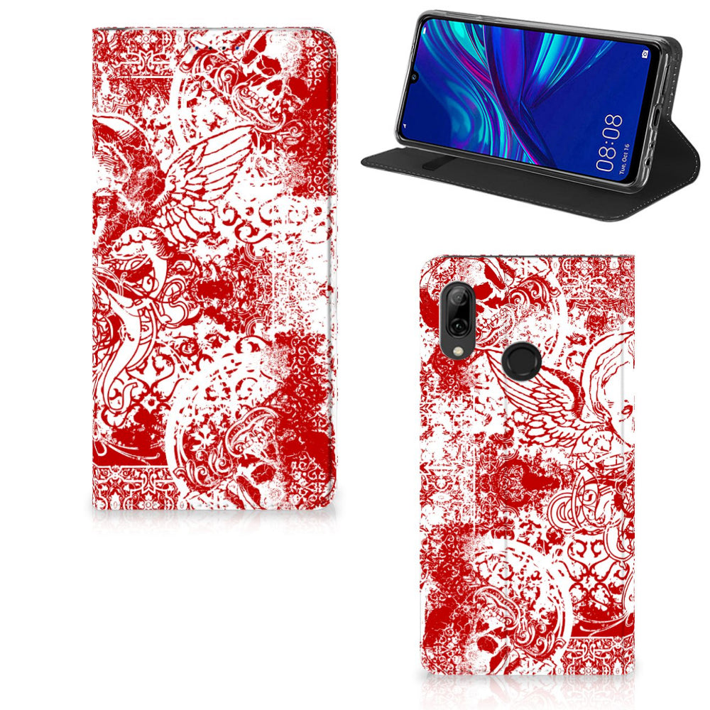 Mobiel BookCase Huawei P Smart (2019) Angel Skull Rood