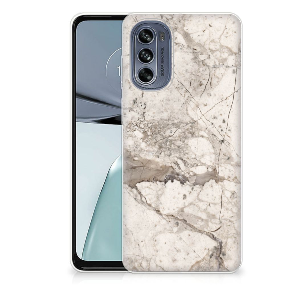 Motorola Moto G62 5G TPU Siliconen Hoesje Marmer Beige B2C Telecom
