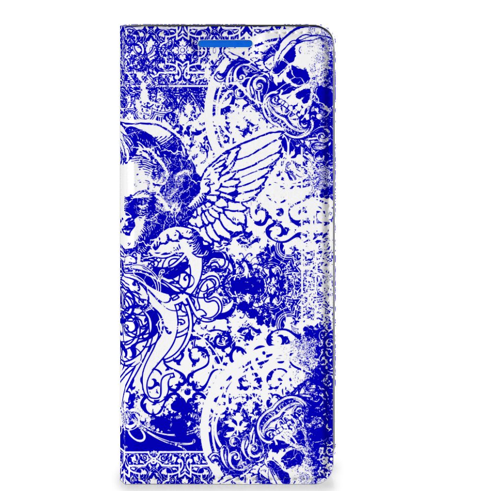 Mobiel BookCase OPPO Reno 6 Pro Plus 5G Angel Skull Blauw - B2C Telecom