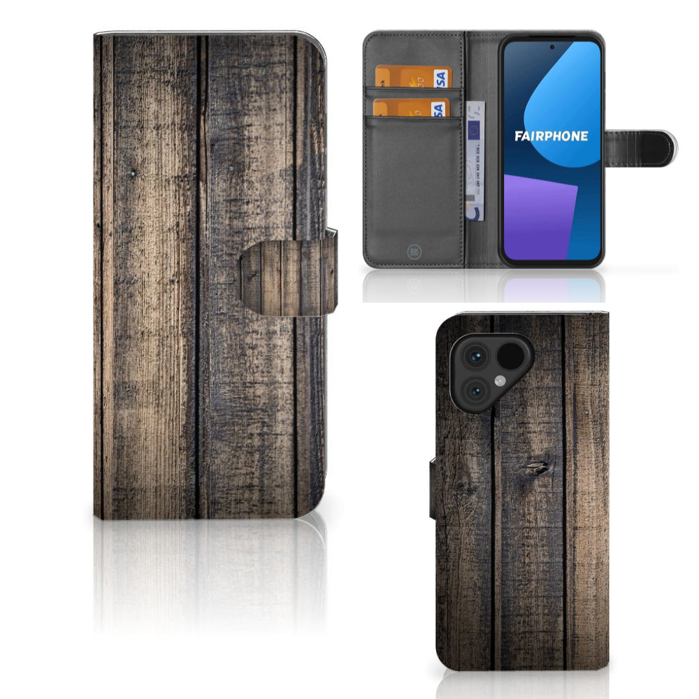 Fairphone 5 Book Style Case Steigerhout