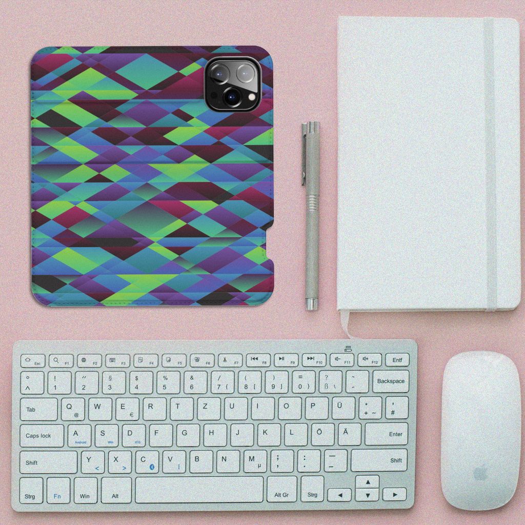 iPhone 14 Pro Max Stand Case Abstract Green Blue - B2C Telecom