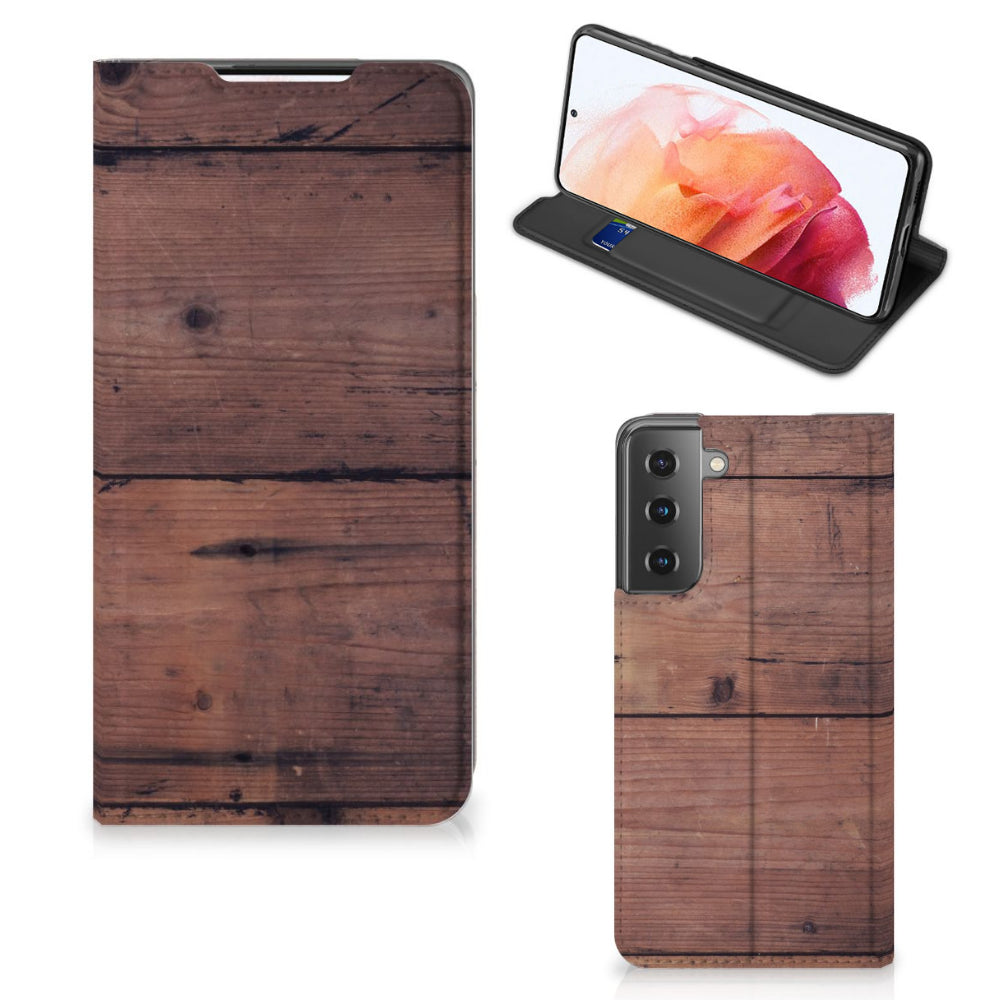 Samsung Galaxy S21 Book Wallet Case Old Wood
