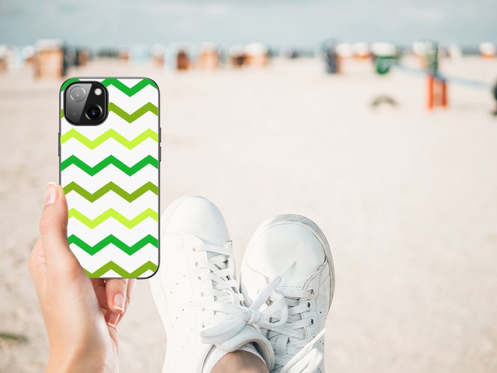 Apple iPhone 13 Back Case Zigzag Groen B2C Telecom