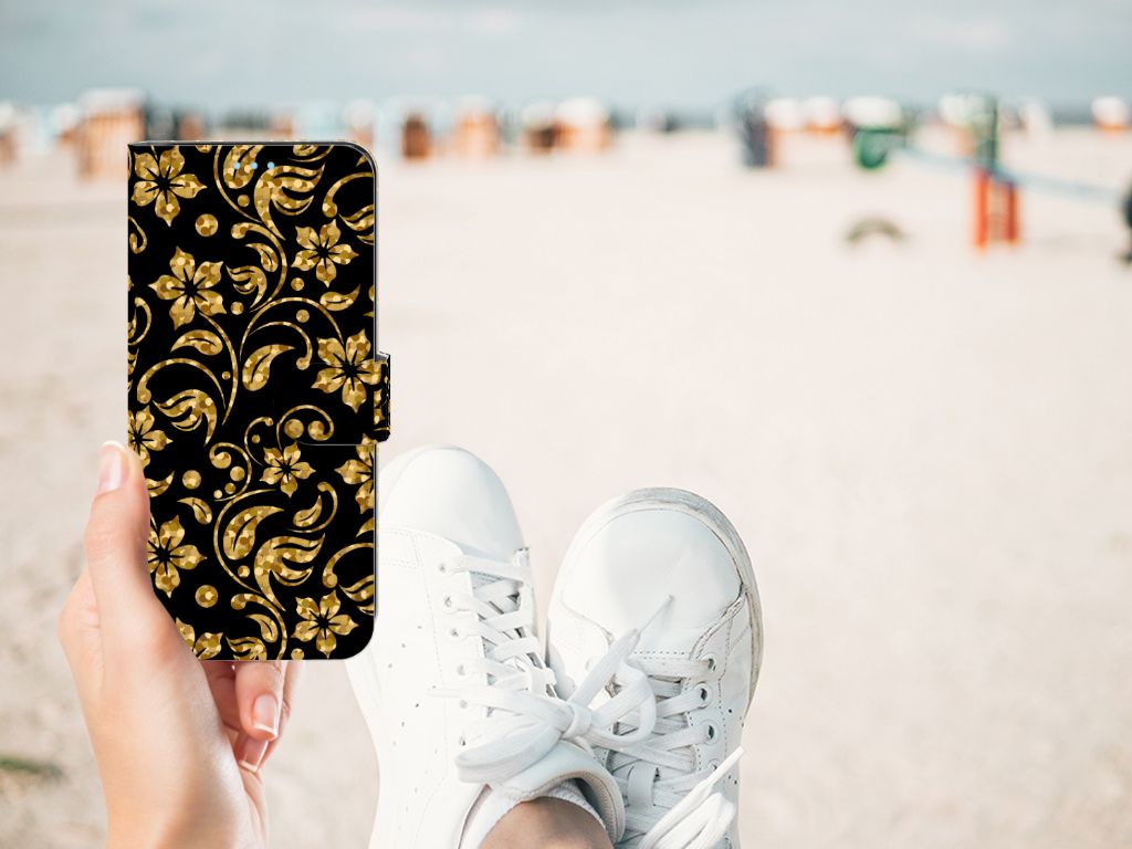 OPPO A74 4G Hoesje Gouden Bloemen