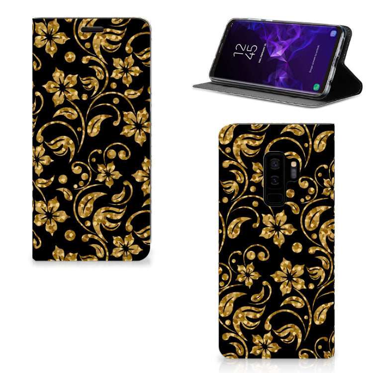 Samsung Galaxy S9 Plus Smart Cover Gouden Bloemen