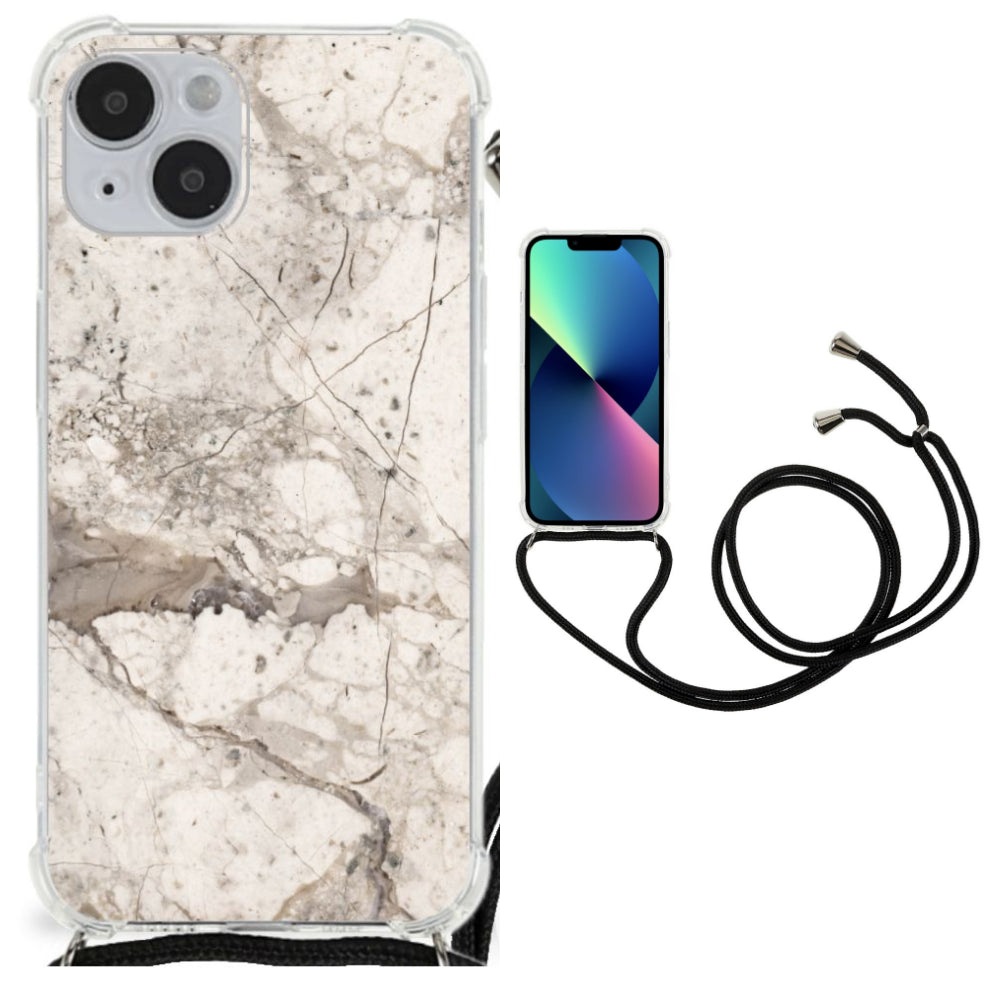 iPhone 14 Plus Anti-Shock Hoesje Marmer Beige
