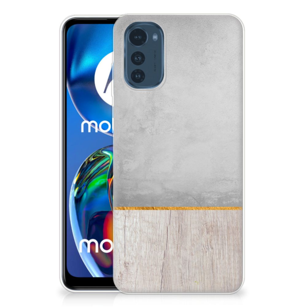Motorola Moto E32/E32s Bumper Hoesje Wood Concrete B2C Telecom