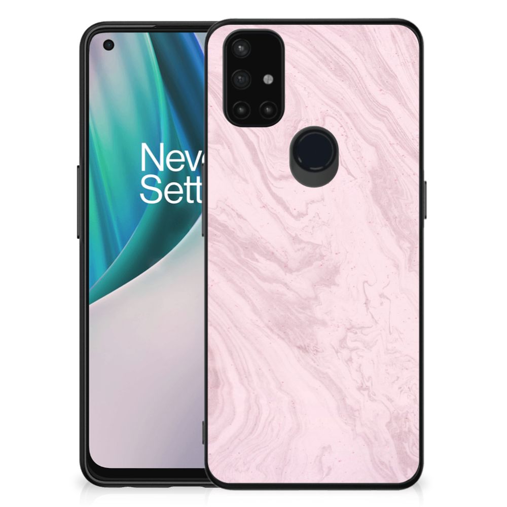 OnePlus Nord N10 5G Marmeren Print Telefoonhoesje Marble Pink - Origineel Cadeau Vriendin