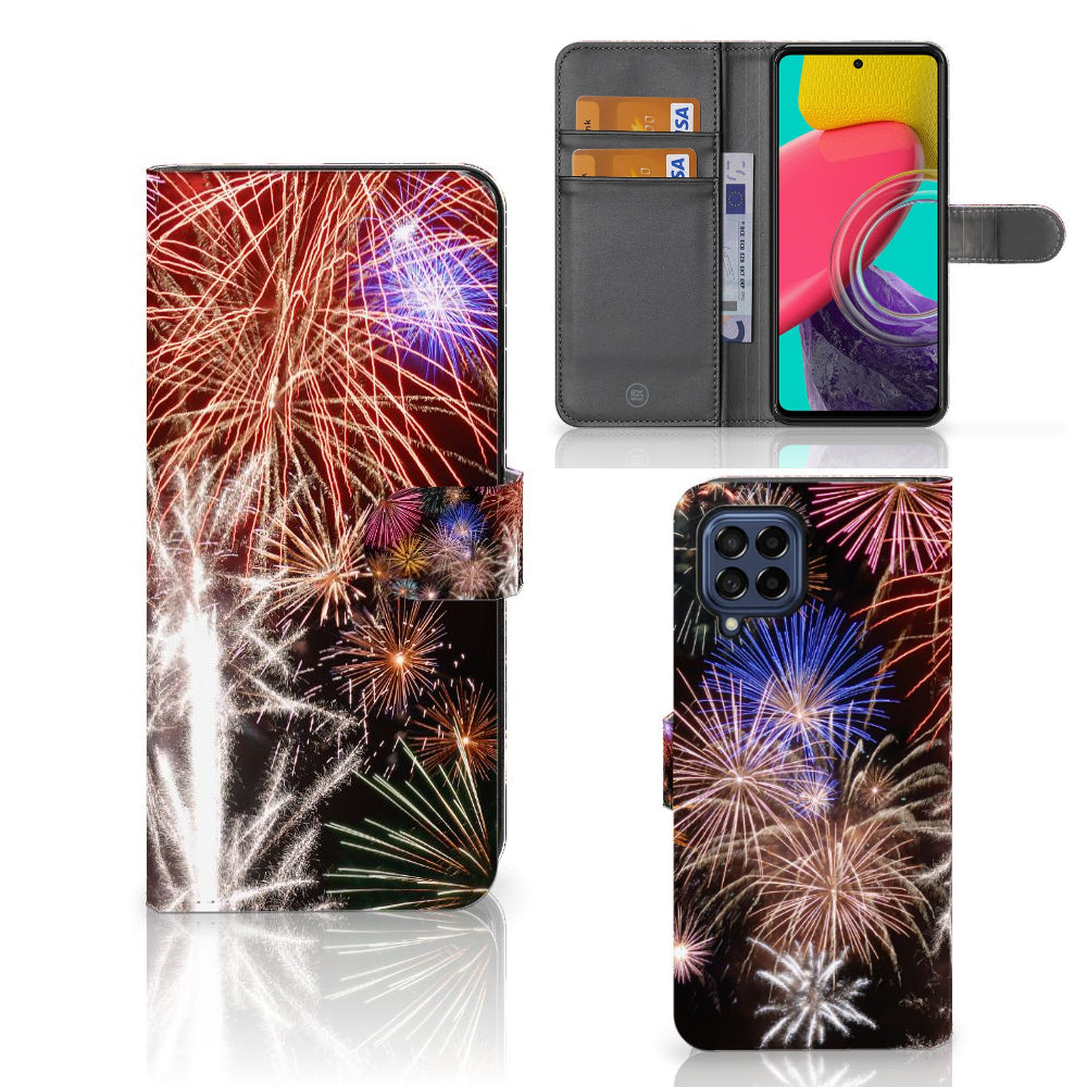 Samsung Galaxy M53 Wallet Case met Pasjes Vuurwerk