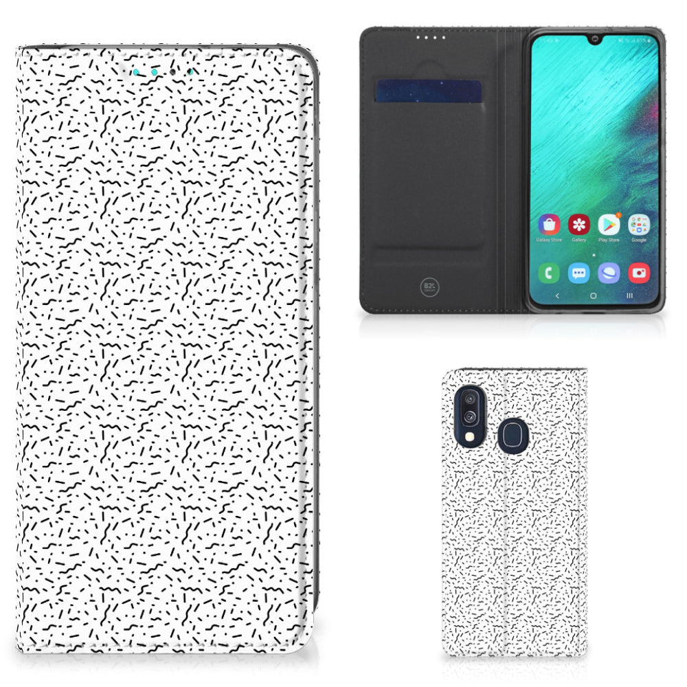 Samsung Galaxy A40 Hoesje met Magneet Stripes Dots