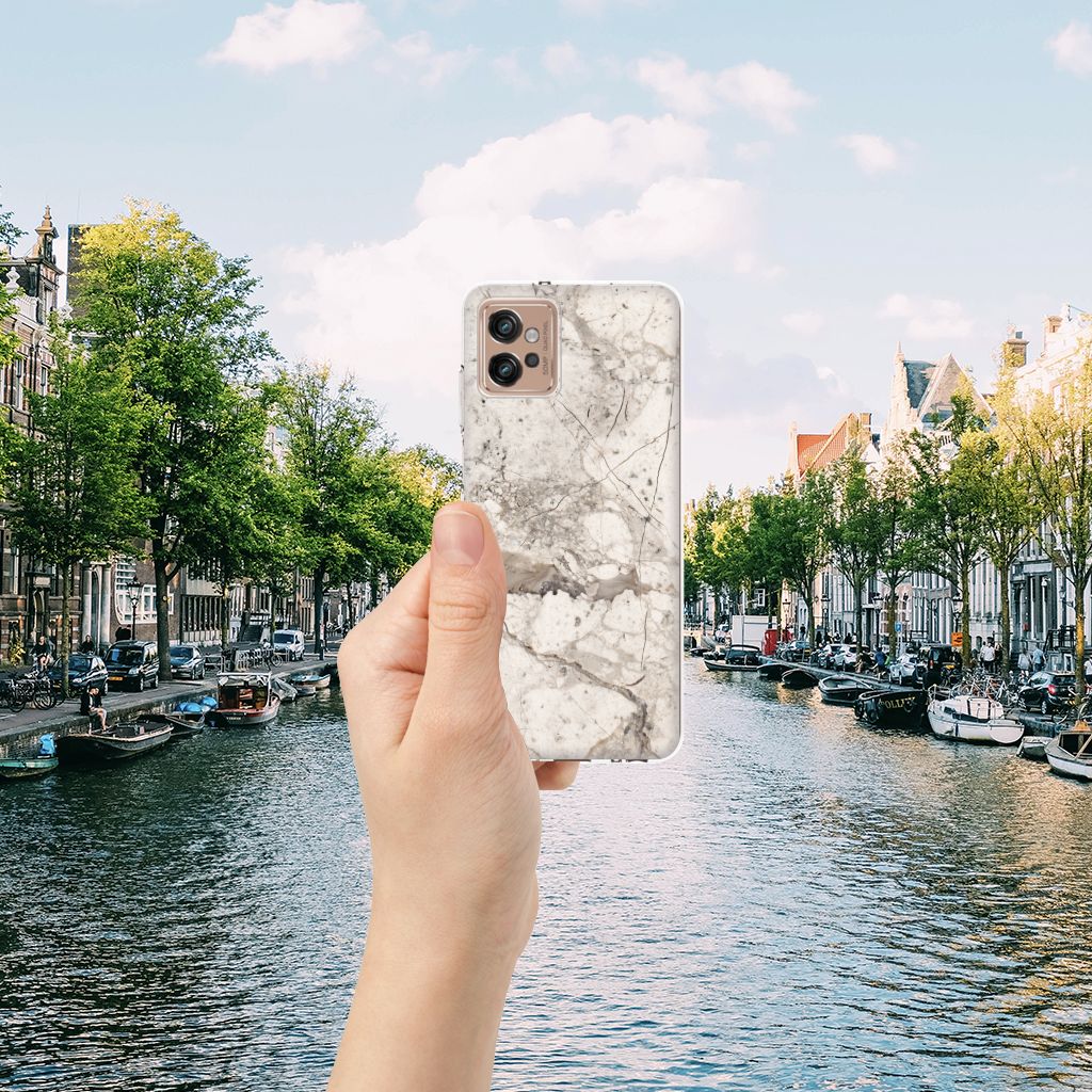 Motorola Moto G32 TPU Siliconen Hoesje Marmer Beige B2C Telecom