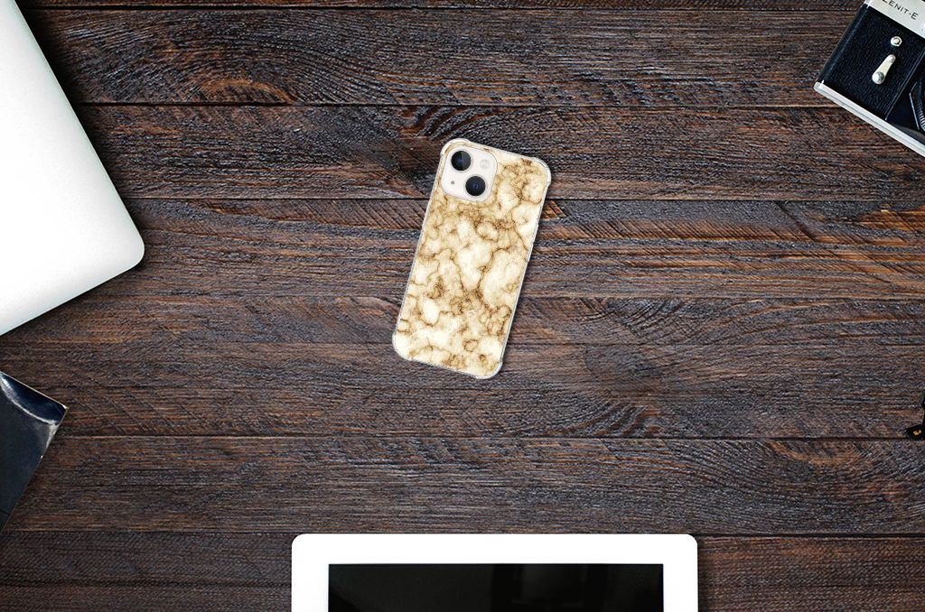 iPhone 13 Anti-Shock Hoesje Marmer Goud B2C Telecom