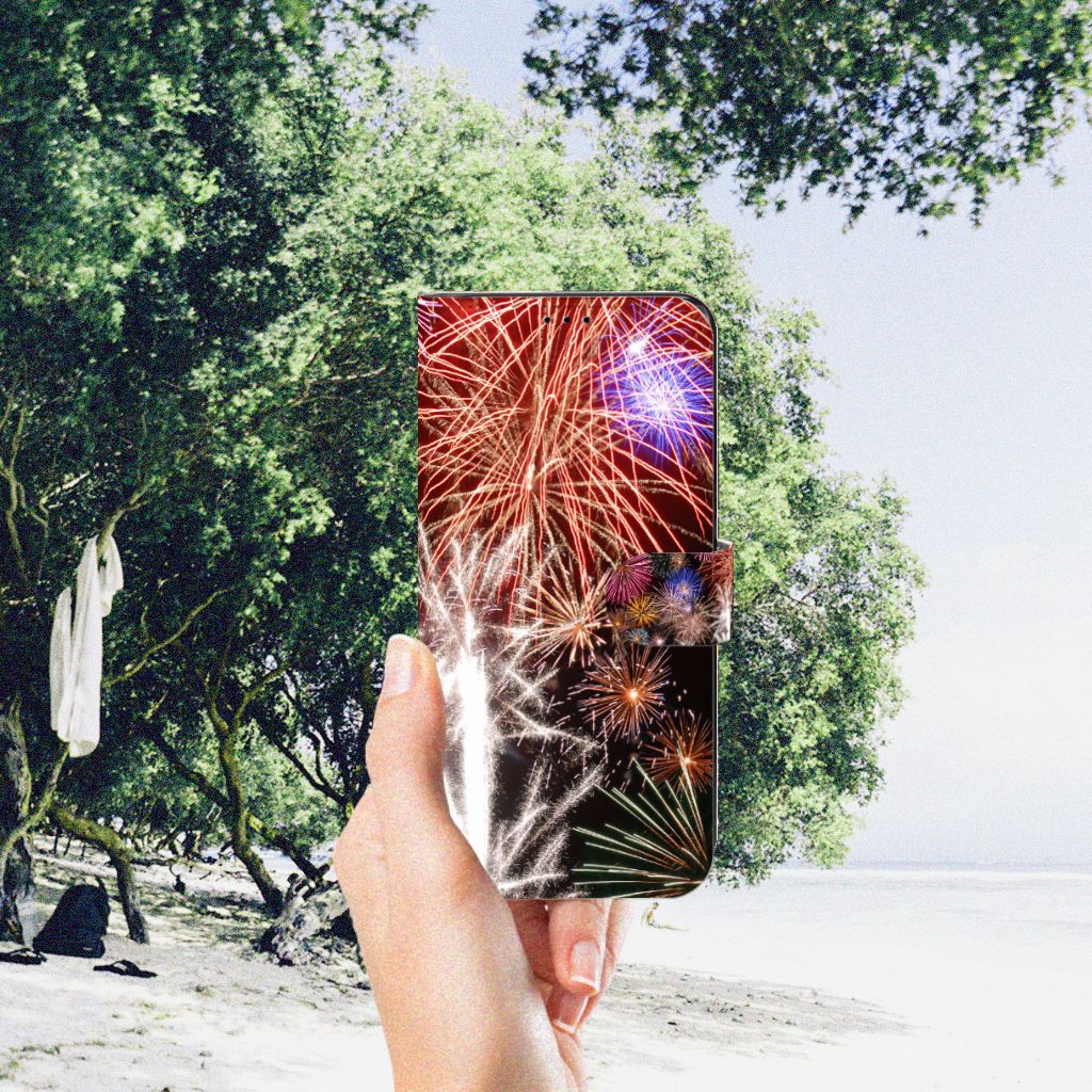 Motorola Edge 30 Pro Wallet Case met Pasjes Vuurwerk