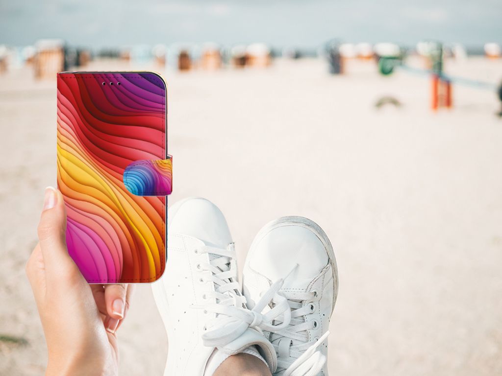 Apple iPhone 11 Book Case voor Apple iPhone 11 Regenboog designnaam hand strand