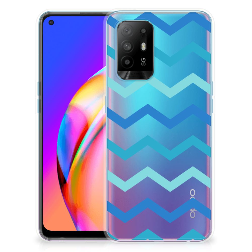 OPPO A94 5G | Reno5 Z TPU bumper Zigzag Blauw