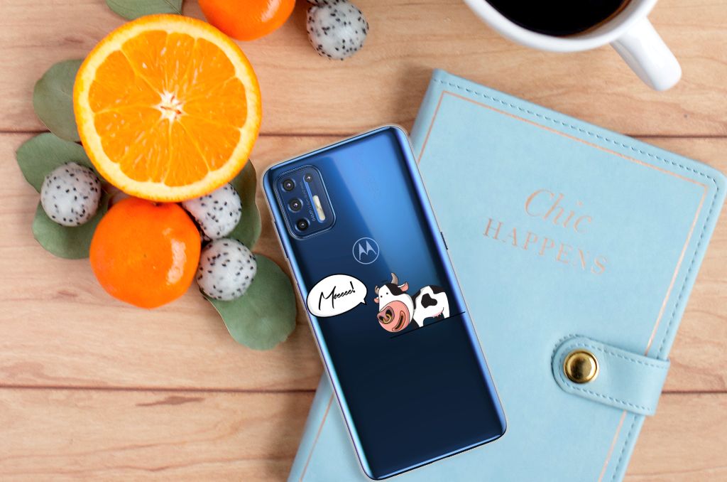 Motorola Moto G9 Plus Telefoonhoesje met Naam Cow B2C Telecom